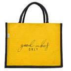 JUTEKA quote printed Jute Bag for Lunch, Office, Grocery, Picnic, Tiffin, Shopping Hand Bag with padded cotton handles…