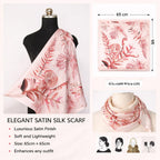 AMN Trendzz Satin Silk Scarf for Women, Stylish Satin Scarf 65×65 cm Square, Scarf for Women Elegant Head and Neck Accessory for Fashion, Travel and Gifting. (Botanical Fern – Pink & Brown)