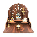 7CR Wooden Wall Mounted Temple for Home | Handcrafted Pooja Mandir Shelf with Decorative Back Panel, Puja Temple Shelf for Home