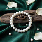 RRJEWELZ Milky Quartz Bracelet for Men & Women | 8mm Round Smooth Gemstone Beads | Stretchable Crystal Healing Bracelet | 7 Inch Handmade Bracelets|RR_SBRC_016