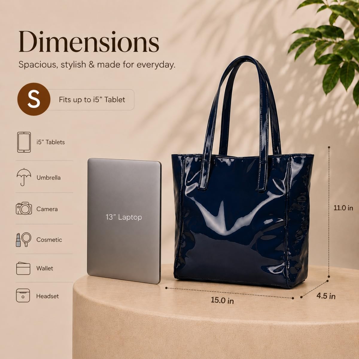 True 2 F Chic Oversized Handbag – Stylish & Spacious Handbag for Women & Girls | Office & College Use(Midnight Blue)