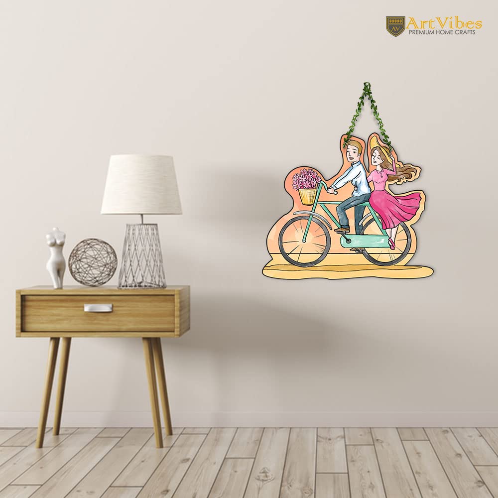 Artvibes Couple Wooden Wall Hanging for Decoration | Valentine Gift for Partner | Gift Items For Girlfriend Boyfriend Husband Wife | Wall Illustrations | Unique Gift Items | Wall Accent (WH_8304N)