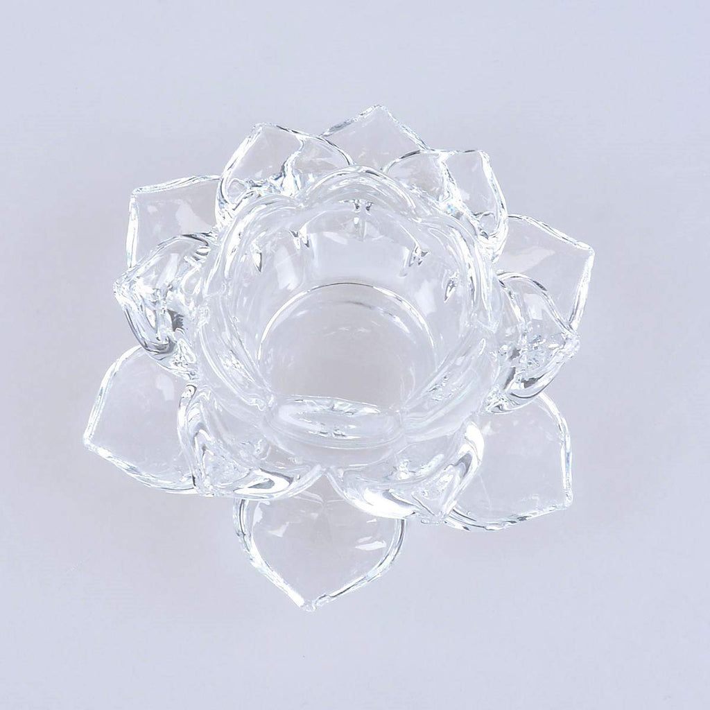 Onlyeasy Crystal Clear Lotus Flower Tea Light Candle Holder, Perfect for Home Decor and Festival, Pack of 1