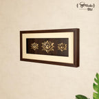 Shilpkala Brass Lotus Wall Art Frame 59 x 29 cm - Premium Brown Background Rectangular Wall Decor for Living Room, Temple, Office, Home Decoration, Housewarming & Gift Decor, (2+1 Design)