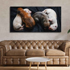 VIBECRAFTS Canvas Paintings for Living Room Drawing Room New Born Puppies Premium Canvas Wall Painting Fitted With Wodden Frame For Home | Office | Gift (PTVCH_2305)