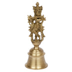 ARTVARKO Brass Krishna Playing Flute Hand Held Bell Ghanti for Gods Puja Home Office Temple Pooja Gift Spiritual Gifts 5.5 Inch