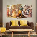 VIBECRAFTS A Woman Filling Water in a Pot Frame Painting of Five Pieces For Home|Office|Living Room|Gift (PTVC5Pcs2_6569N)