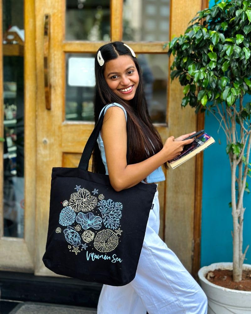 Eco Right Large Canvas Tote Bag for Women with Cosmetic Pouch, Zipper Handbags for Women Inner Pocket for Shopping, Office & Daily Use(Tote & Cosmetic Pouch)
