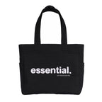 TSANTA Cotton Canvas Tote Bag for Women, Large, Black, Zipper Closure, 6 Pockets, Laptop Compartment, 35x33x11 cm