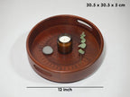 Vesta Homes Premium Wood Round Serving Tray for Home/Kitchen/Restaurant/Office Organizer/Dining Table | Premium Serving Trays | 30.5 x 30.5 x 5 cm | Handcrafted in India