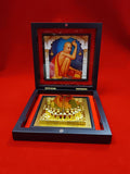 MANTRA SOUVENIR Yantram 3D Gajanan Maharaj Charan Paduka Frame Box Pocket Temple | Devotional Frame with Golden Paduka | Home Temple Decor, Pooja Room Decoration, Spiritual Gift for Home & Office