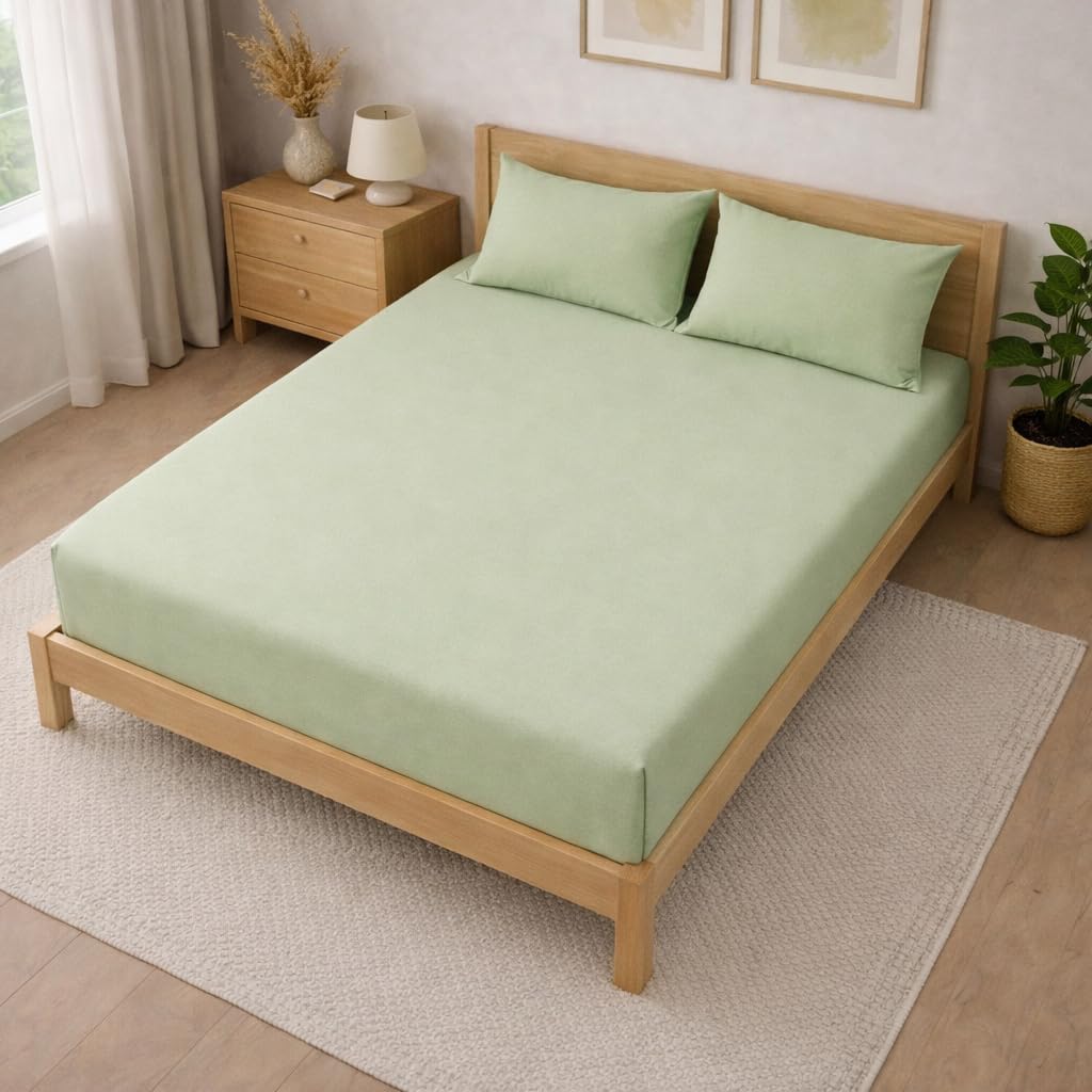 THE HOME STYLE Solid Cotton Feel Pillow Covers (18 x 28 inches, Set of 2 Pcs) | 300 TC | Super Soft & Smooth (Sage Green)