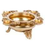 Artvarko Brass Ethnic Traditional Urli Bowl with Diys Flowers Urli Bowl for Floating Candles Home Office Decor Diwali Gift 7.5 Inch