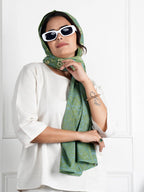 RAI SAHAB Printed Cotton Scarf for Women, Lightweight Soft Scarves Stoles for Summer & Winter(ST-79GRN10)