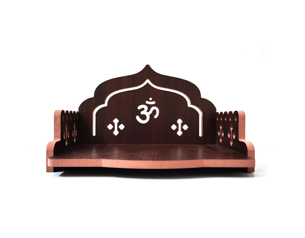 DIVOKAH® MDF Small Wooden Temple/wall Shelves/sinhasan/Pooja Stand/Hindola (8.5 in * 6 in * 5.5 in) (8 MM Plywood Thickness) (ROSWD_OMASAN)