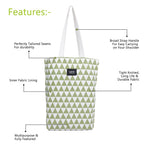 Wearslim® Premium Cotton Grocery Tote Bag, Printed Large Utility Shopping Bags, Stylish Reusable Hand Bag - White & Green (16.5 x 14.5Inch)