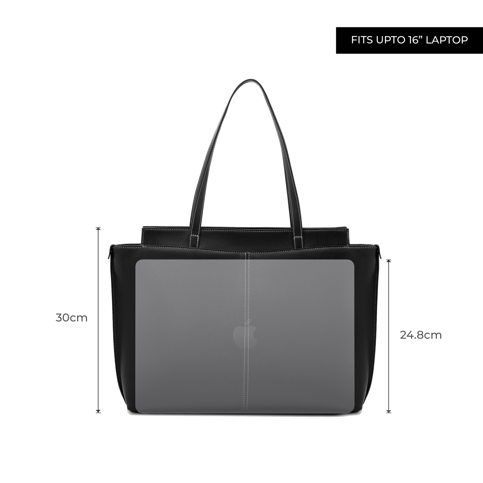 Miraggio Linda 16 Inch Laptop Tote Bag For Women Office Use | Office Tote Bag With Zipper Closure | Stylish Totes (Black)