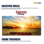 VIBECRAFTS Canvas Paintings for Living Room Drawing Room Beautiful Canvas Wall Painting of Boat on Beach & Sunset for Home|Office|Gift(PTVCH_2387N)