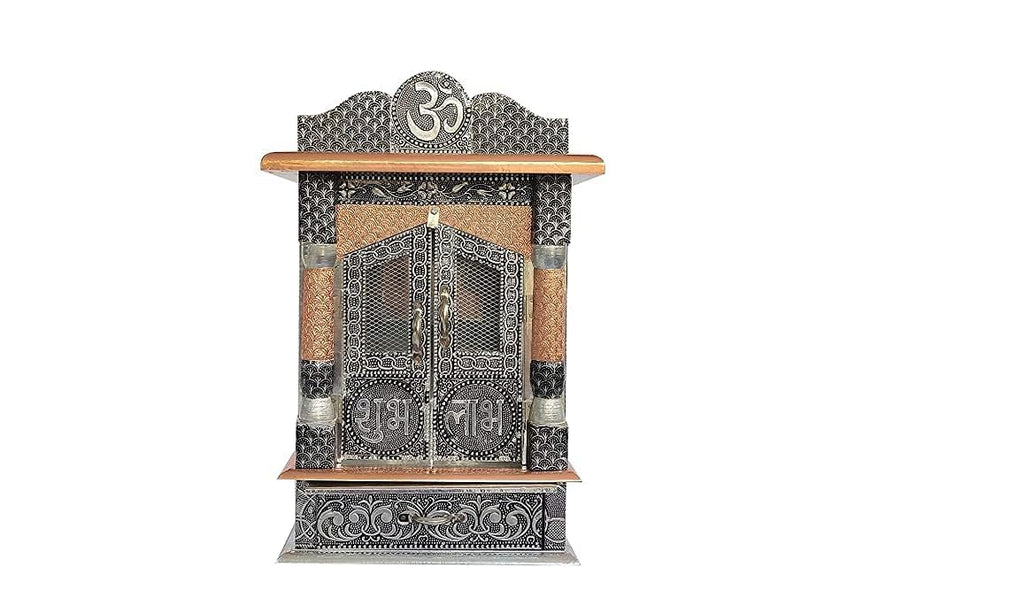 Handicrafts Pooja Temple for Home Big Size Wooden Mantapa for Pooja Room Modern Mandir,Oxidise Temple Mandir for Home (Mandir 6x12 inches)
