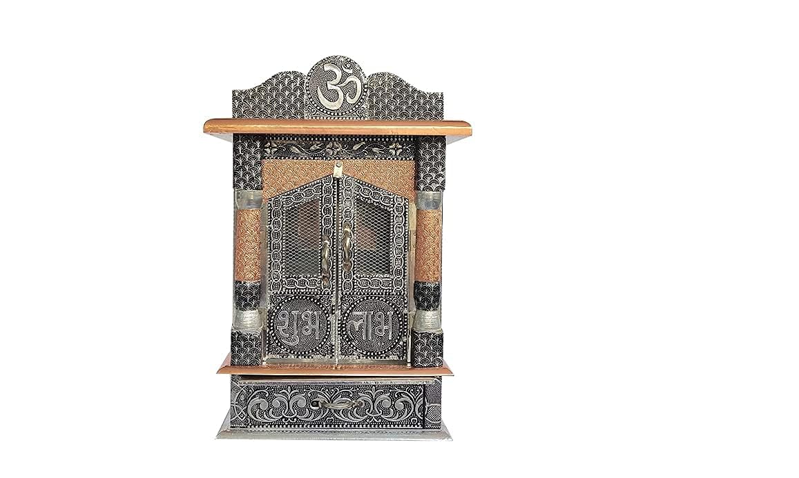Handicrafts Pooja Temple for Home Big Size Wooden Mantapa for Pooja Room Modern Mandir,Oxidise Temple Mandir for Home (Mandir 6x12 inches)