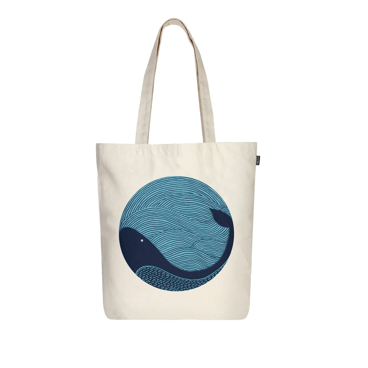 Eco Right Canvas Tote Bags for Women with Zip, College Bag for Girls, 100% Organic Cotton Tote Bag for Shopping, Travel & beach bags for women (Whale doodle)