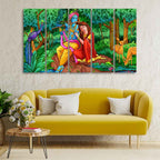 VIBECRAFTS Radha Krishna in Forest Wall Painting Set of Five Pieces For Home|Office|Living Room|Gift (PTVC5Pcs4_8650)