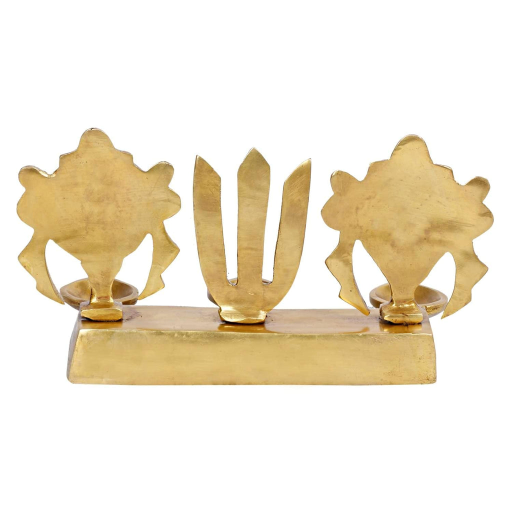 Svarup 4.25 Inch Brass Shankh Chakra Namah Diya: Gold Color Color