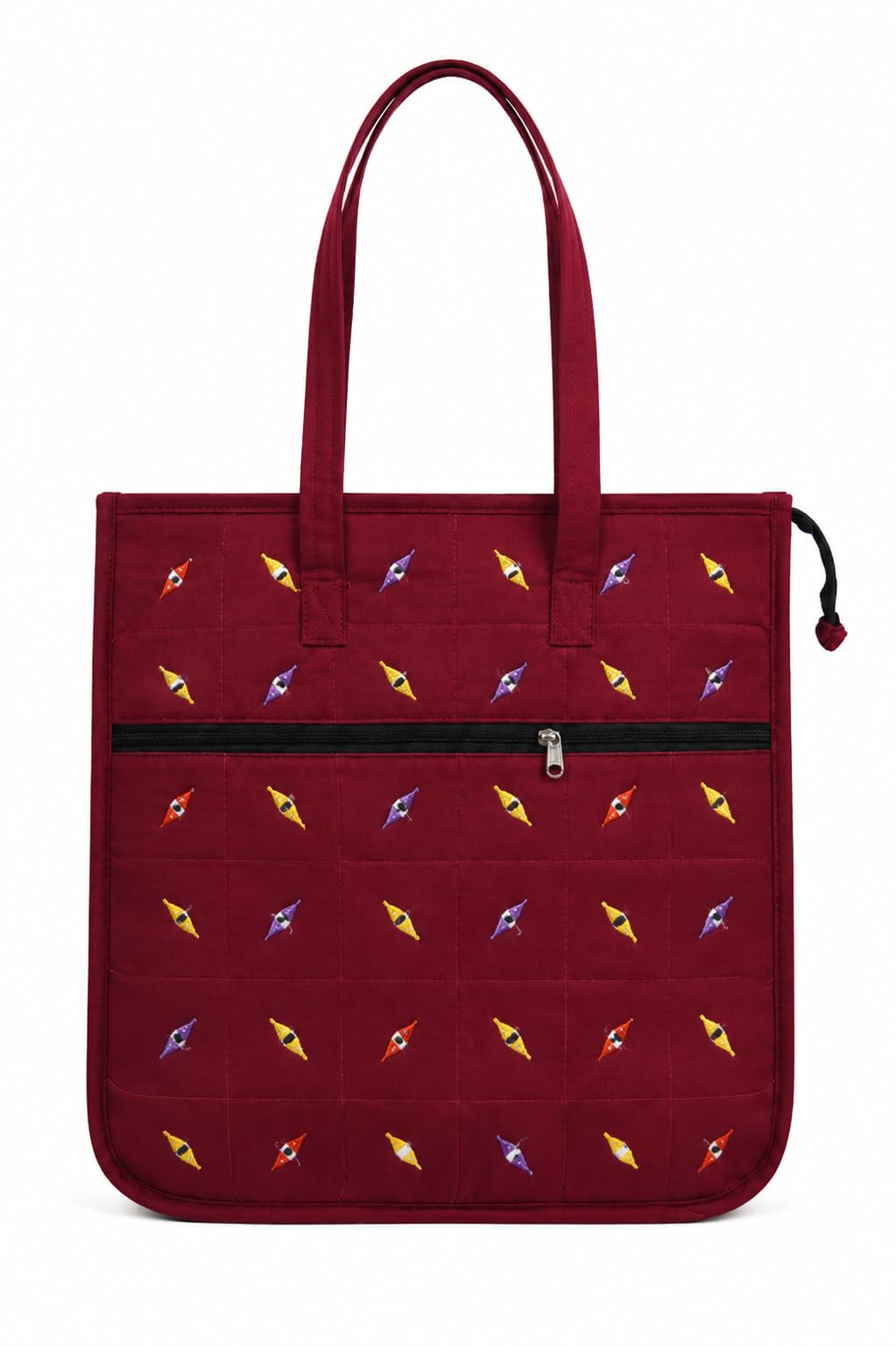 Vaishnavi Creations Solapur | Embroidered Cotton Tote Bag for Women | Spacious Handbag | Eco-Friendly Shoulder Bag for Office, Shopping & Daily Use | Maroon
