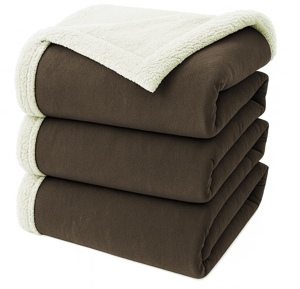 A Brand New - Umi Fleece Sherpa Blanket for Winter Single Bed 500GSM, Ultra Super Soft Comfort & Luxury Flannel for Heavy Winter, Mid Winter & AC Room (60X90 Inches, Dark Grey & White) Kafalo