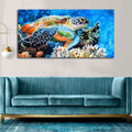 VIBECRAFTS Canvas Paintings for Living Room Drawing Room Colorful Turtle Canvas Wall Painting Fitted With Wooden Frame For Home | Office | Living Room | Gifts (PTVCH_2504)