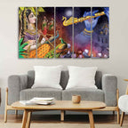 VIBECRAFTS Five Pieces Wall Painting of Radha Krishna Warli Art For Home|Office|Living Room|Gift (PTVC5Pcs4_8729)