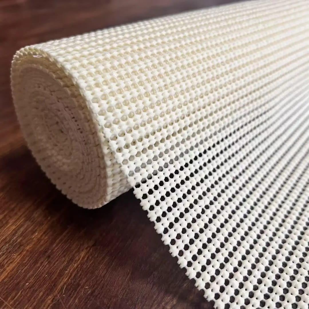 Dribble (45cm X 125cm) Eva Shelf Liner Mat Roll, Non Slip Drawer & Cabinet Liner for Kitchen, Oilproof Washable Fridge Mat | Anti Skid Cupboard Wardrobe Multipurpose Mat (Cream) Kafalo
