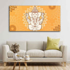 VIBECRAFTS Canvas Paintings for Living Room Drawing Room Auspicious Ganesh Canvas Wall Painting Fitted With Wooden Frame for Home | Office | Gift (PTVCH_2408)