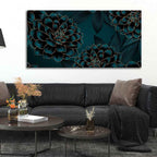 VIBECRAFTS Canvas Paintings for Living Room Drawing Room Golden Flowers Dahlia And Leaves Canvas Wall Painting Fitted With Wooden Frame For Home | Office | Living Room | Gifts (PTVCH_2536)