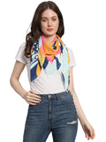 Ravaiyaa - Attitude is everything Women's Crepe Silk Digital Print Large Square Scarf Breathable Lightweight Neckerchief Printed Headscarf 40 x 40 Inch (Pink & Yellow)