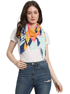 Ravaiyaa - Attitude is everything Women's Crepe Silk Digital Print Large Square Scarf Breathable Lightweight Neckerchief Printed Headscarf 40 x 40 Inch (Pink & Yellow)