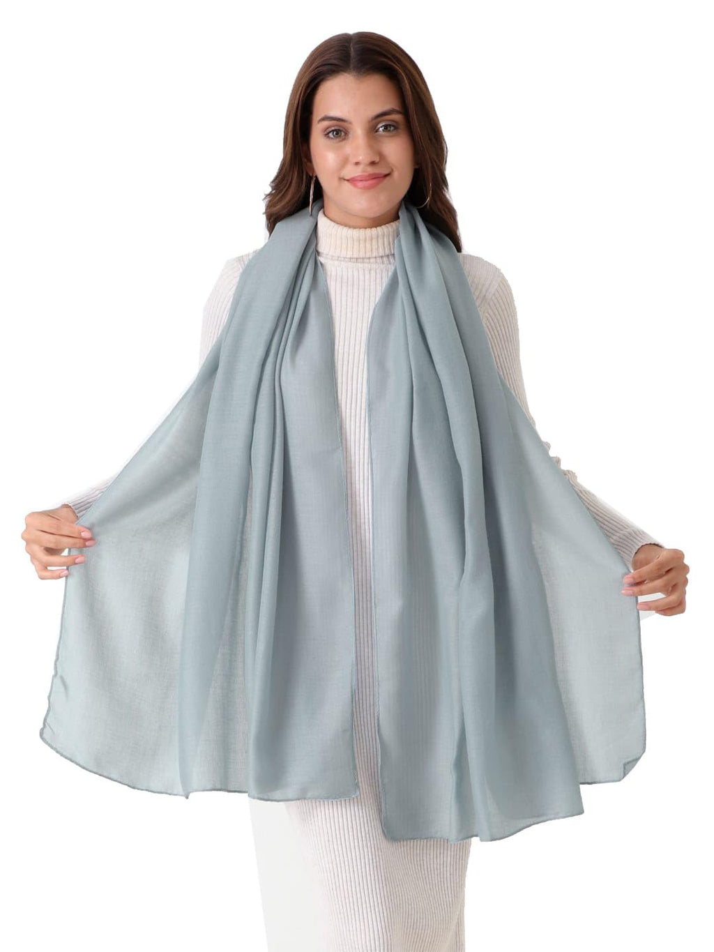 Beau Design Scarf, Lightweight Shawl Wrap for Women, Multiple Colours Available (Light Gray)