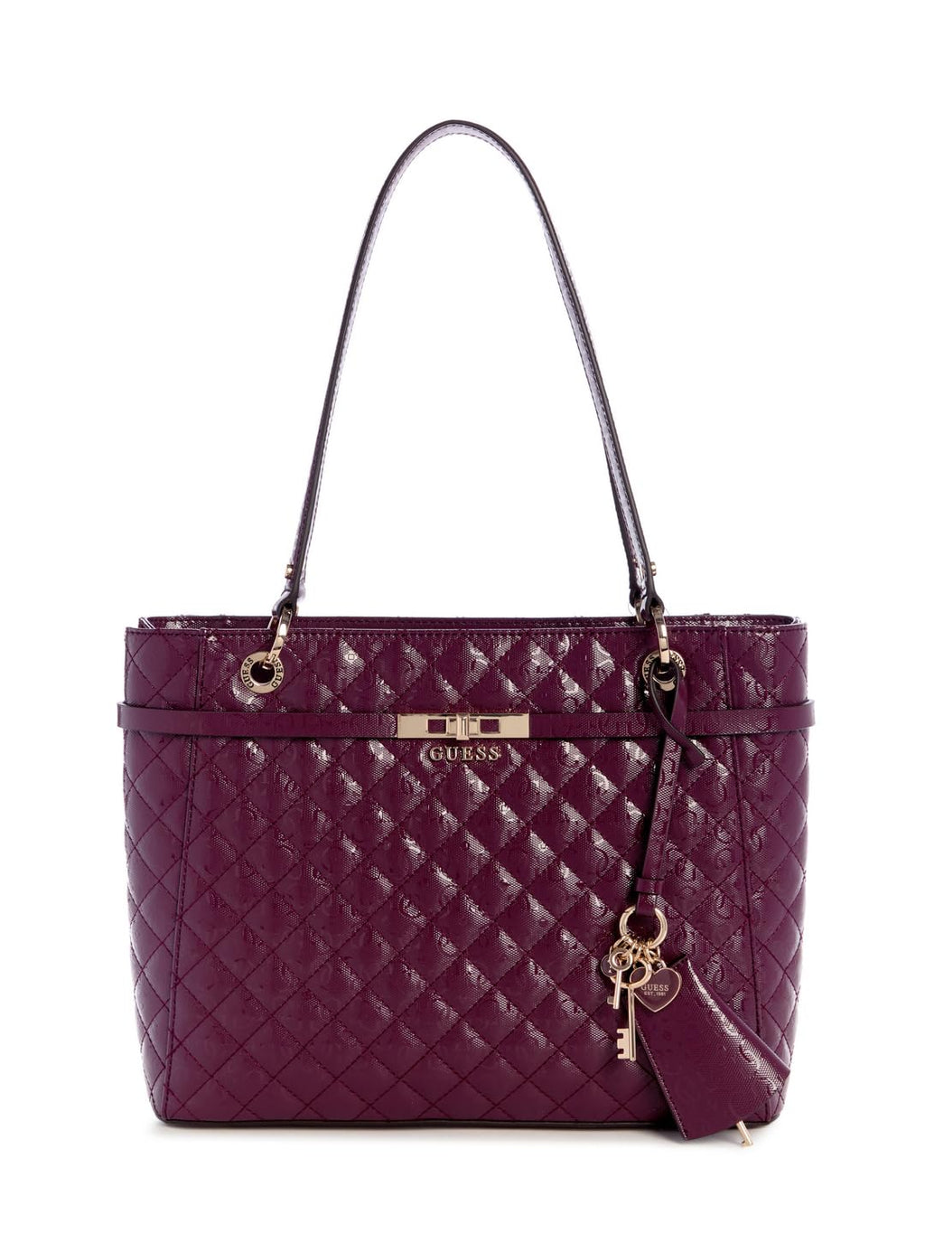 GUESS Wine Quilted Idra Noel Tote Bag