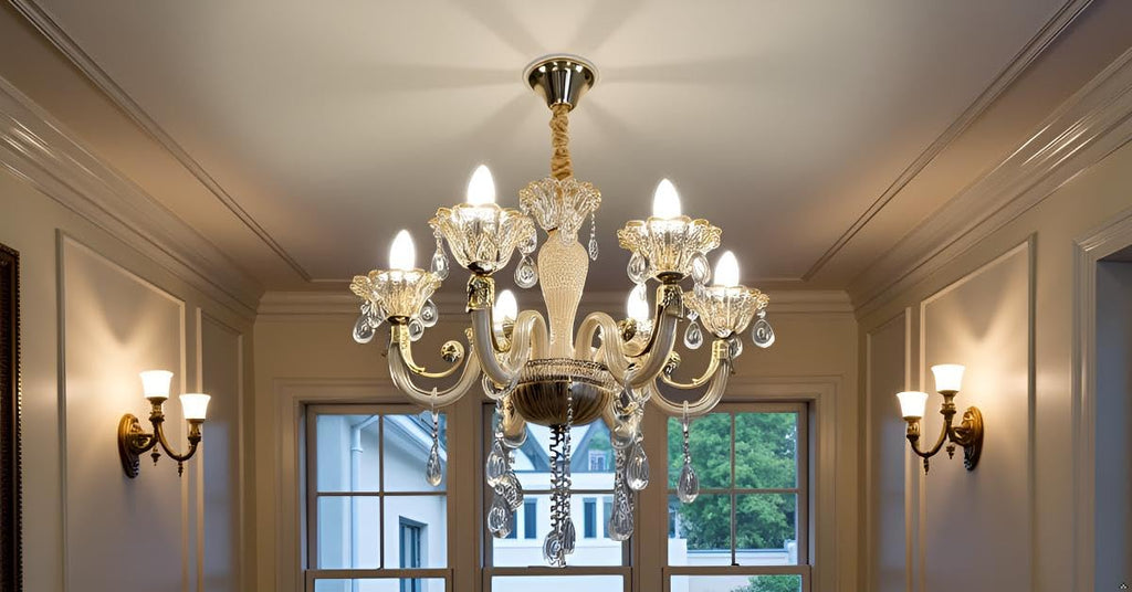 swanart Chandelier Modern K9 Crystal Chandelier Lighting, Clear Crystal Ceiling Light Fixture Pendant Lamp for Dining Room Bathroom Bedroom Livingroom