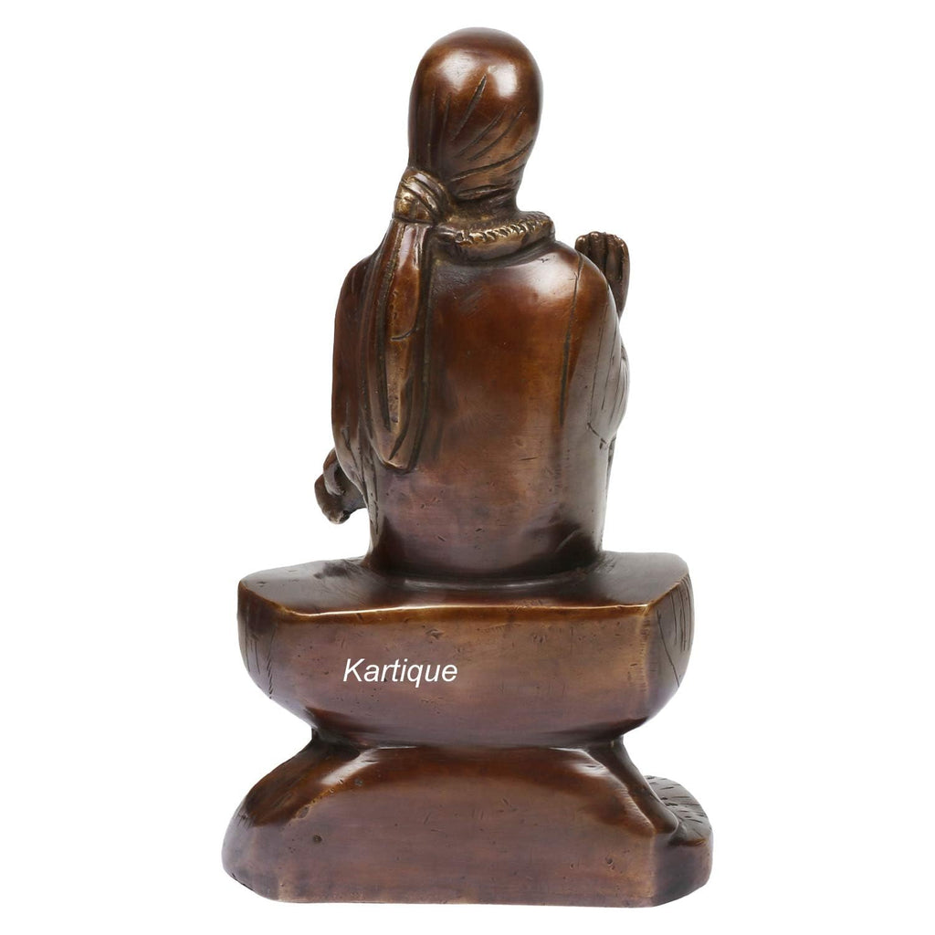 SVARUP Brass Sai Baba Murti Statue for Home Pooja Temple Height 8.5 Inch Copper Gold Color