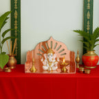 Fliptic Small Acrylic Wooden Temple DIY || Wall-Mounted Pooja Mandir, Shining Finish for Home, Office, Shop || Wall Mounted Small Size Wooden Temple || Do It Yourself (Rosegold)