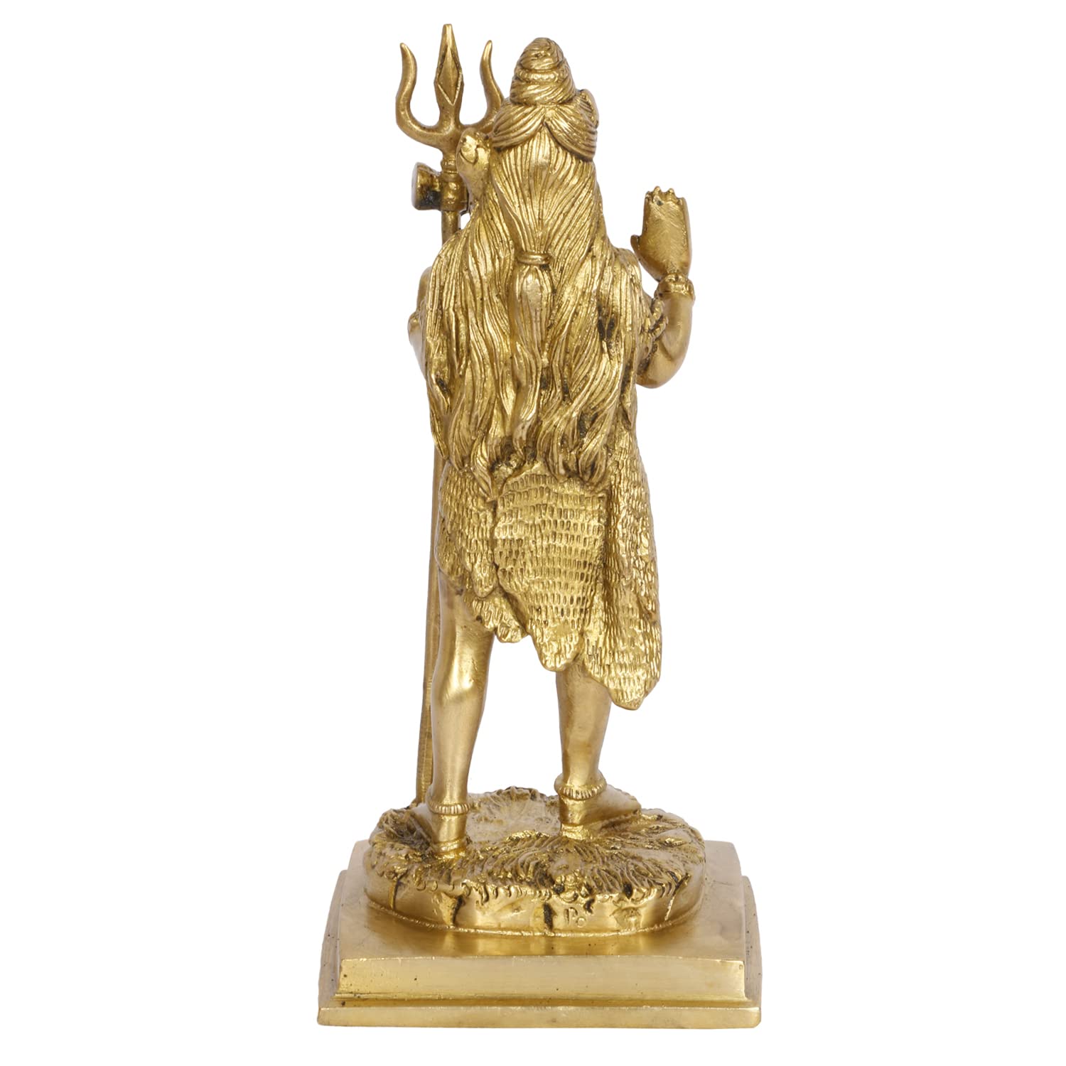 Svarup Brass Shiva Bhagwan Statue Murti Standing with Trishul for Home Decor Pooja Room Shivji Idol Showpiece Height 8 Inch Weight 1.6 Kg Color Gold