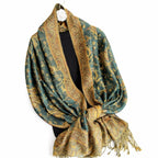 Soft Silky Revrsible Paisley Pashmina Scarf w/Fringes