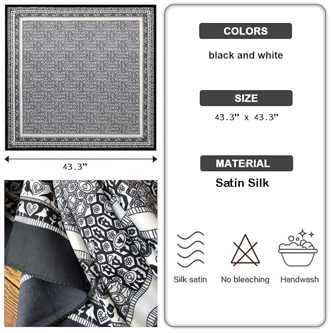 ULOS Women's Printed Shiny Dubai Style Luxury Floral Pattern Satin Head Scarf - Neck Scarf (Square)