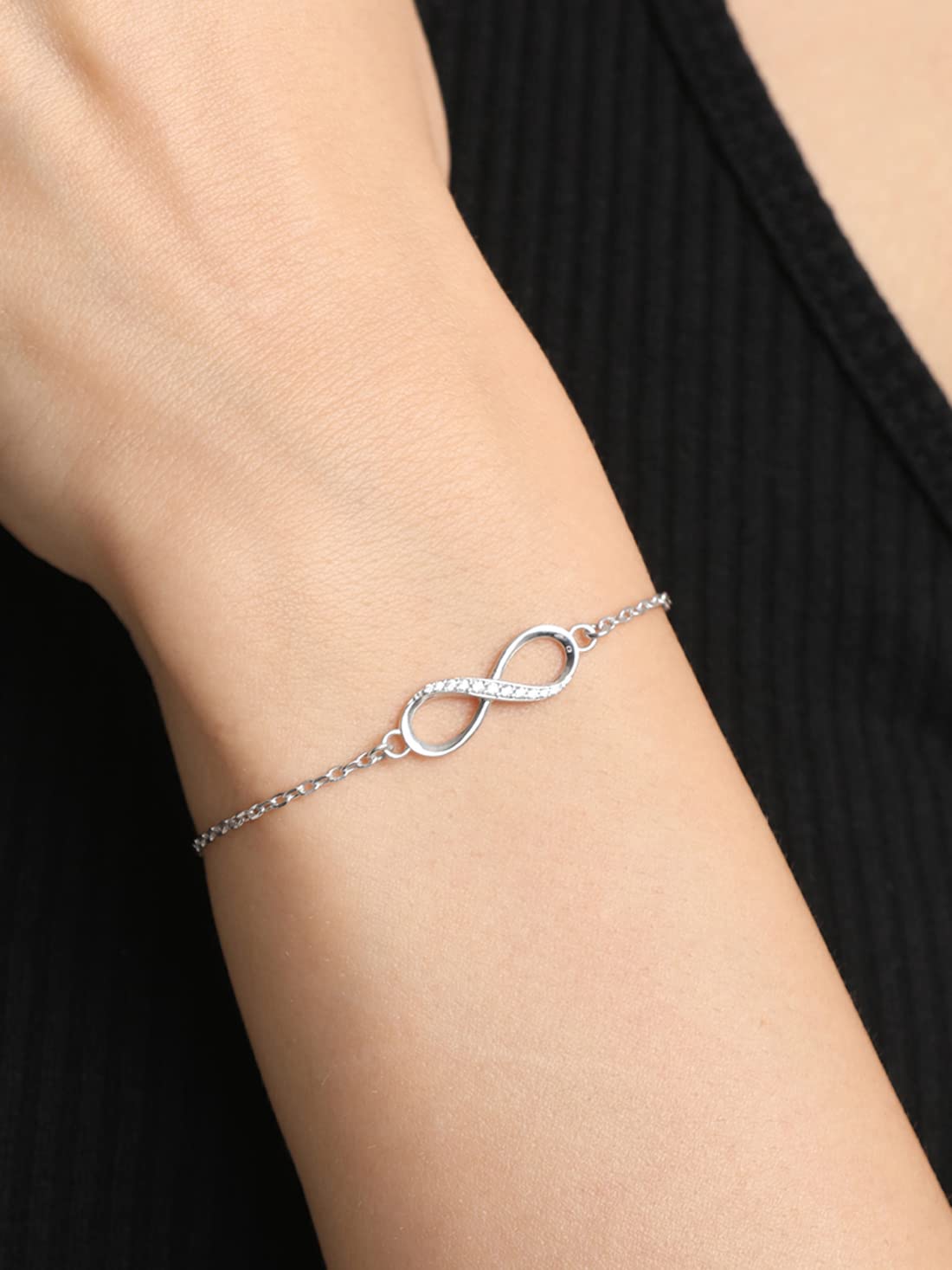 Clara 925 Sterling Silver Infinity Adjustable Bracelet Gift for Women