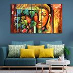 VIBECRAFTS Divine Gautama Buddha Face Premium Frame Wall Painting Set of Five For Home|Office|Living Room|Gift (PTVC5Pcs4_8696)