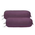 Trance Home Linen 100% Cotton 16x32 inch 200TC Striped Bolster Cover | Round Bed Side Long Bolster Pillow Cover to fit 24 Length 9 Dia | Pack of 2 Bolster Cover only (16x32 inch, Plum)