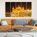 VIBECRAFTS Beautiful Golden Temple Canvas Wall Painting of Five Pieces For Home|Office|Living Room|Gift (PTVC5Pcs4_8659)
