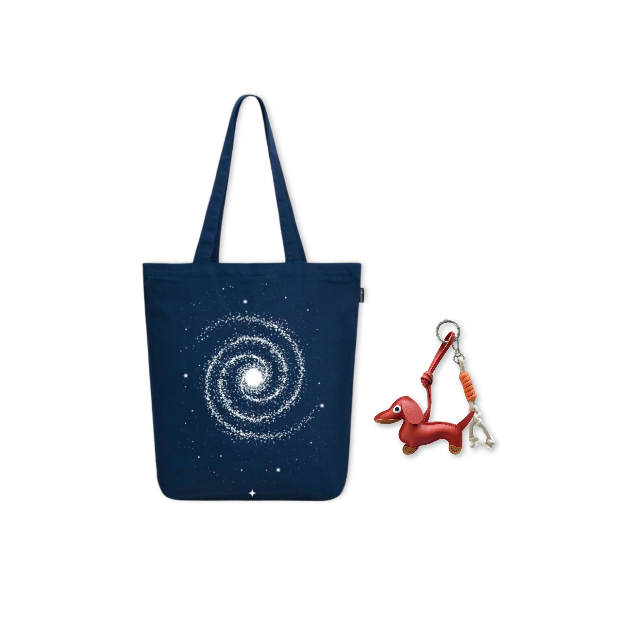 Eco Right Canvas Tote Bags for Women with Bag Charms, College Bag for Girls, 100% Organic Cotton Tote Bag with Stylish Keychain Charms, Travel, Shopping & Beach Handbag Combo