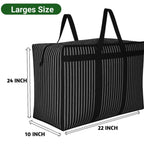 COTTON BLADES Extra Large 100%Canvas fabric Shopping Bag, 24x22x10 Inches, Black and White Check Pattern, Reinforced Handles, 150L Capacity